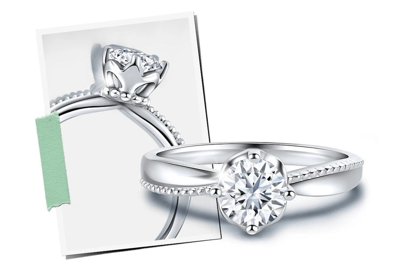 white gold diamond engagement ring with prong setting