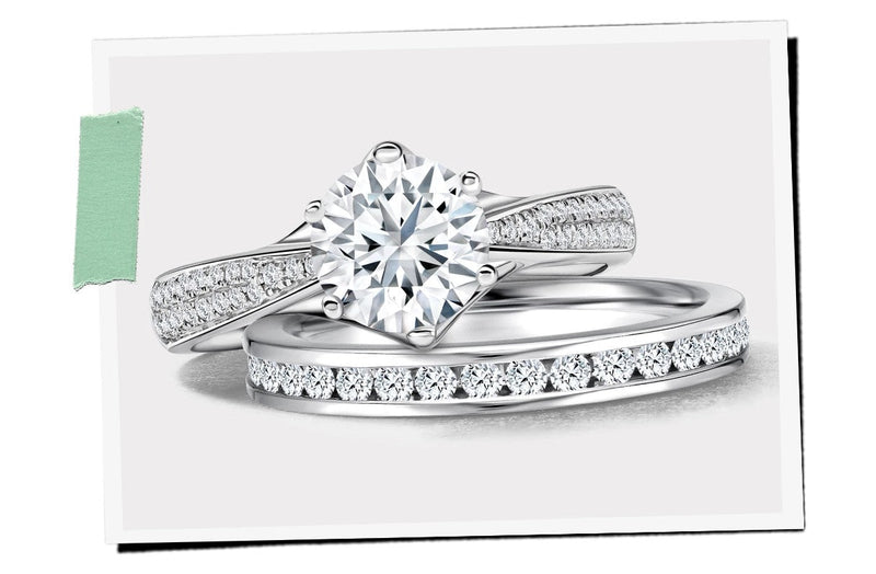 white gold diamond engagement ring and wedding and with channel setting