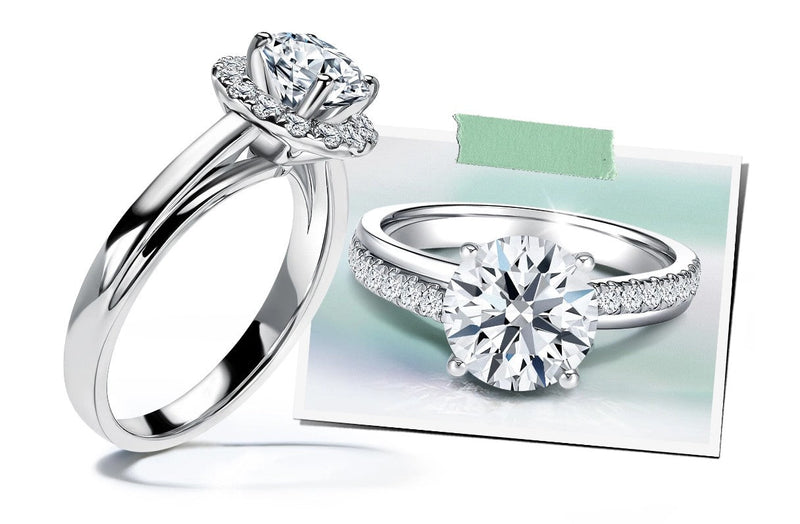 white gold diamond engagement ring with double band