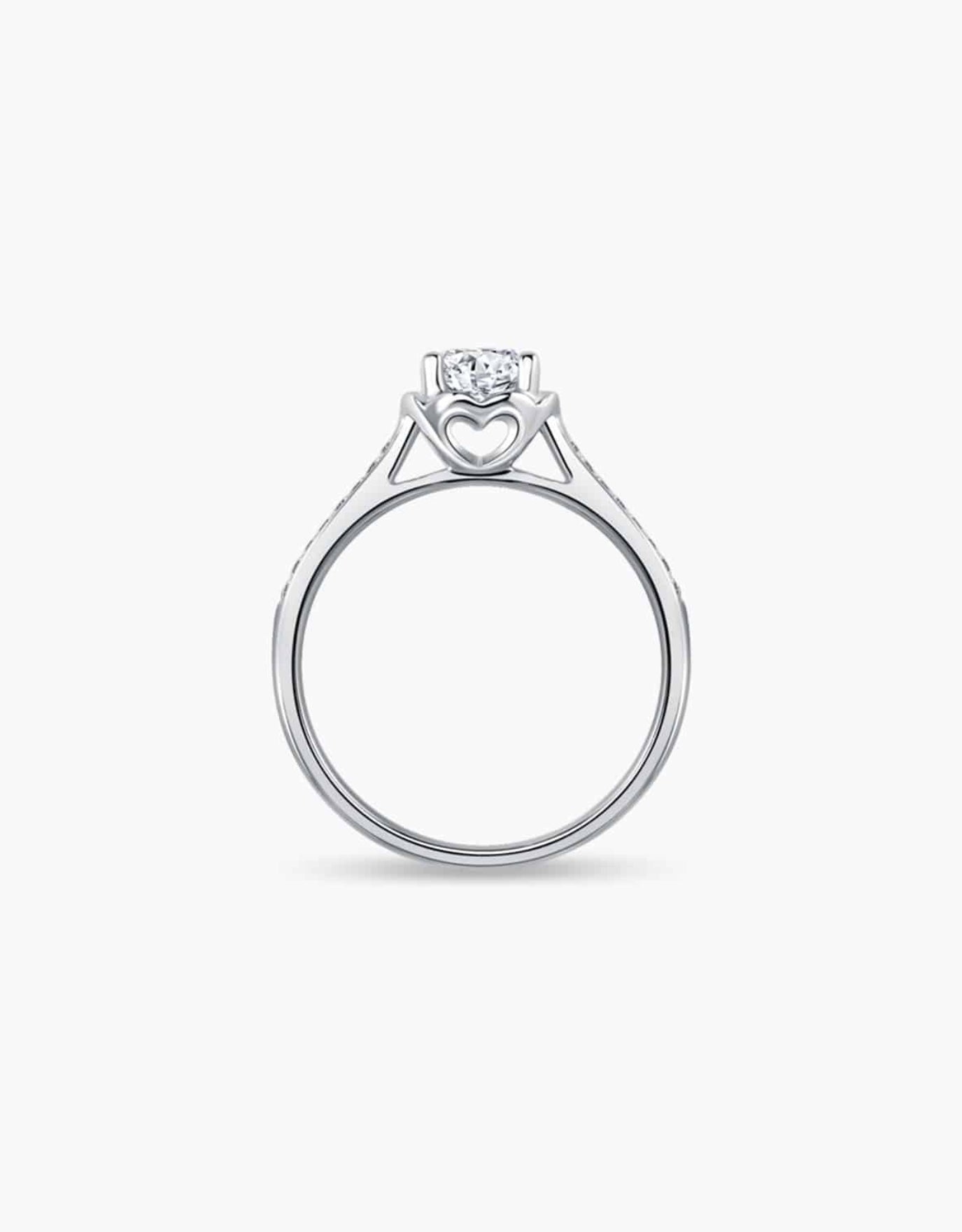 LVC lab grown diamond ring in white gold with a heart shaped cathedral setting