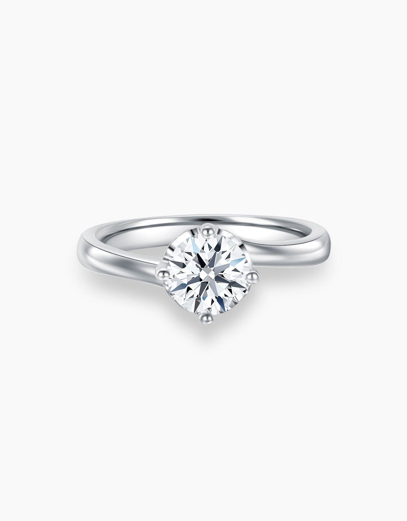 LVC lab grown diamond ring solitaire  in white gold with four prongs and a center stone