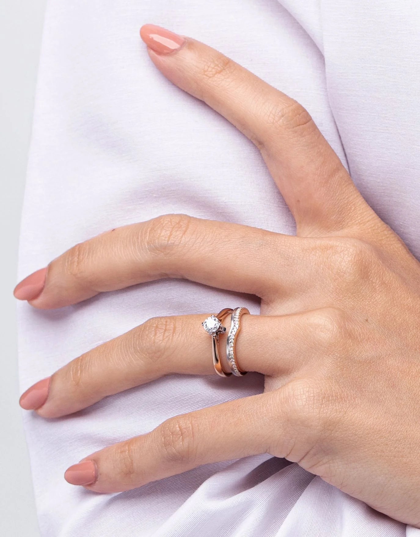 LVC Perfection Amour Wedding Band in Duo Tones with Diamonds