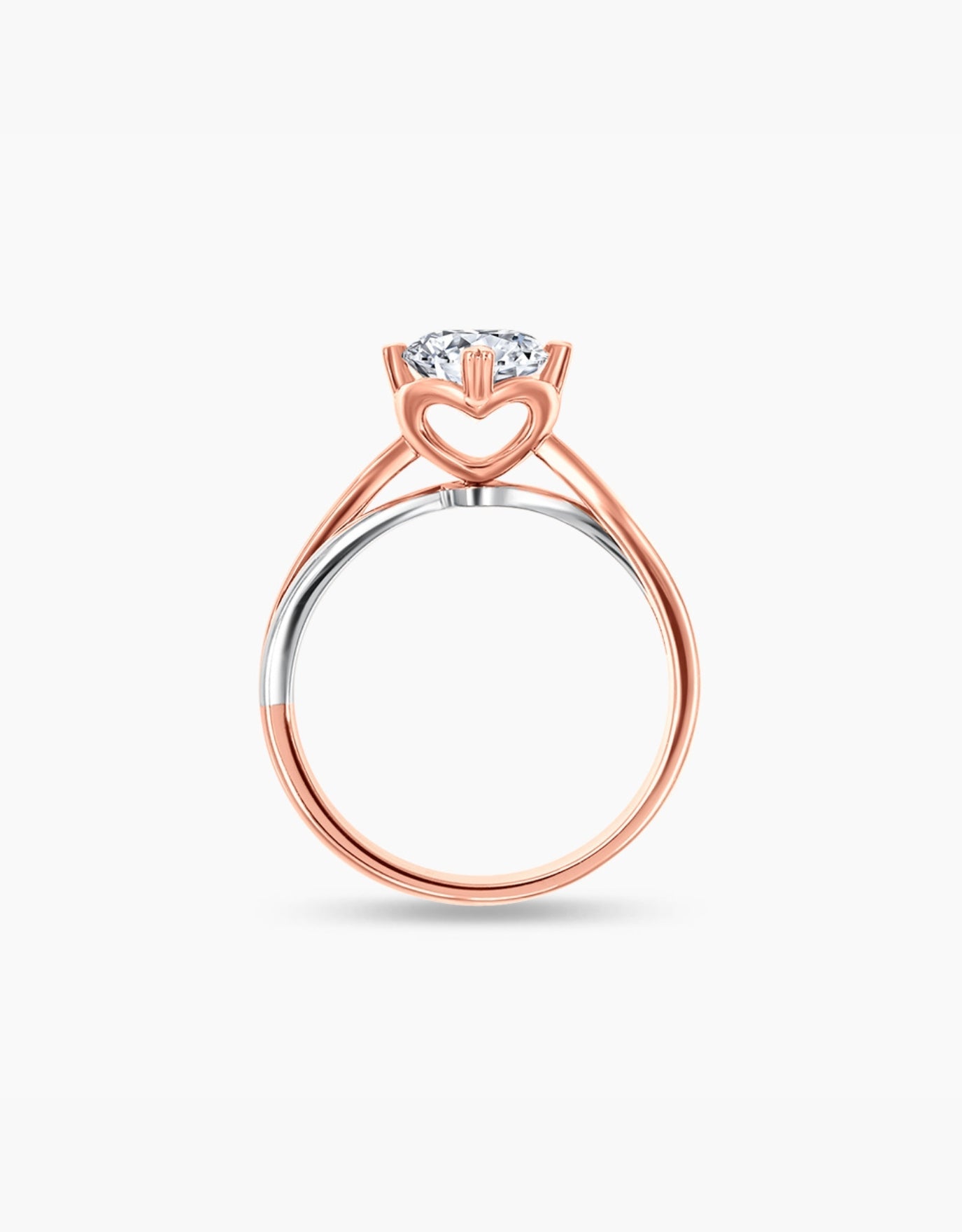 LVC lab grown diamond from the say love collection in white gold and rose gold for the setting of the band