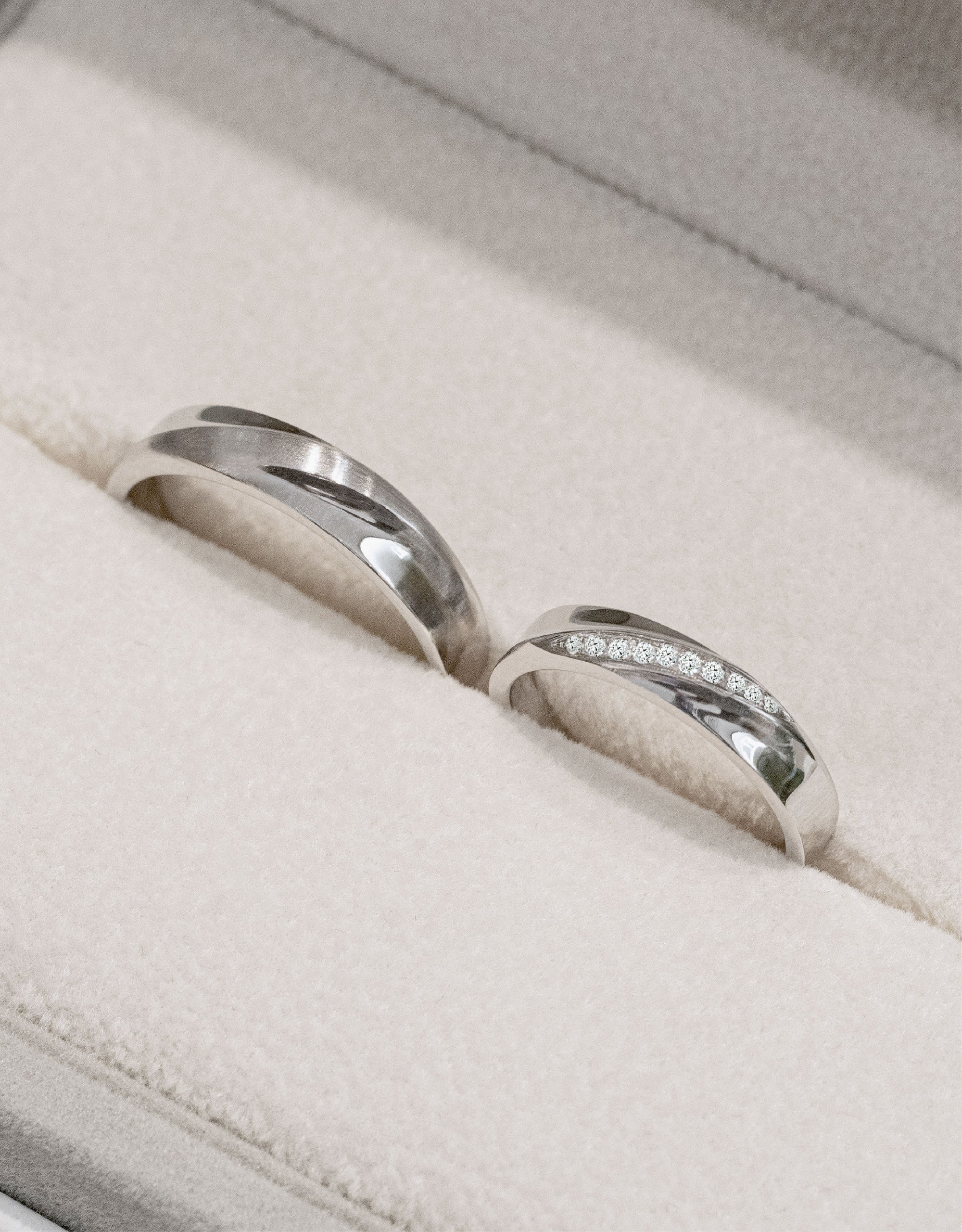 LVC Desirio Matte & Glossy Fusion Wedding Band in White Gold