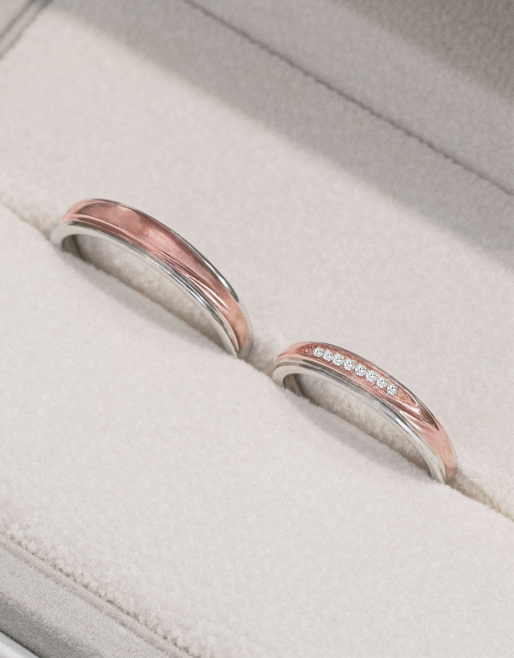 LVC Tresor Brilliant Diamonds Wedding Band in White Gold with Rose Gold Band