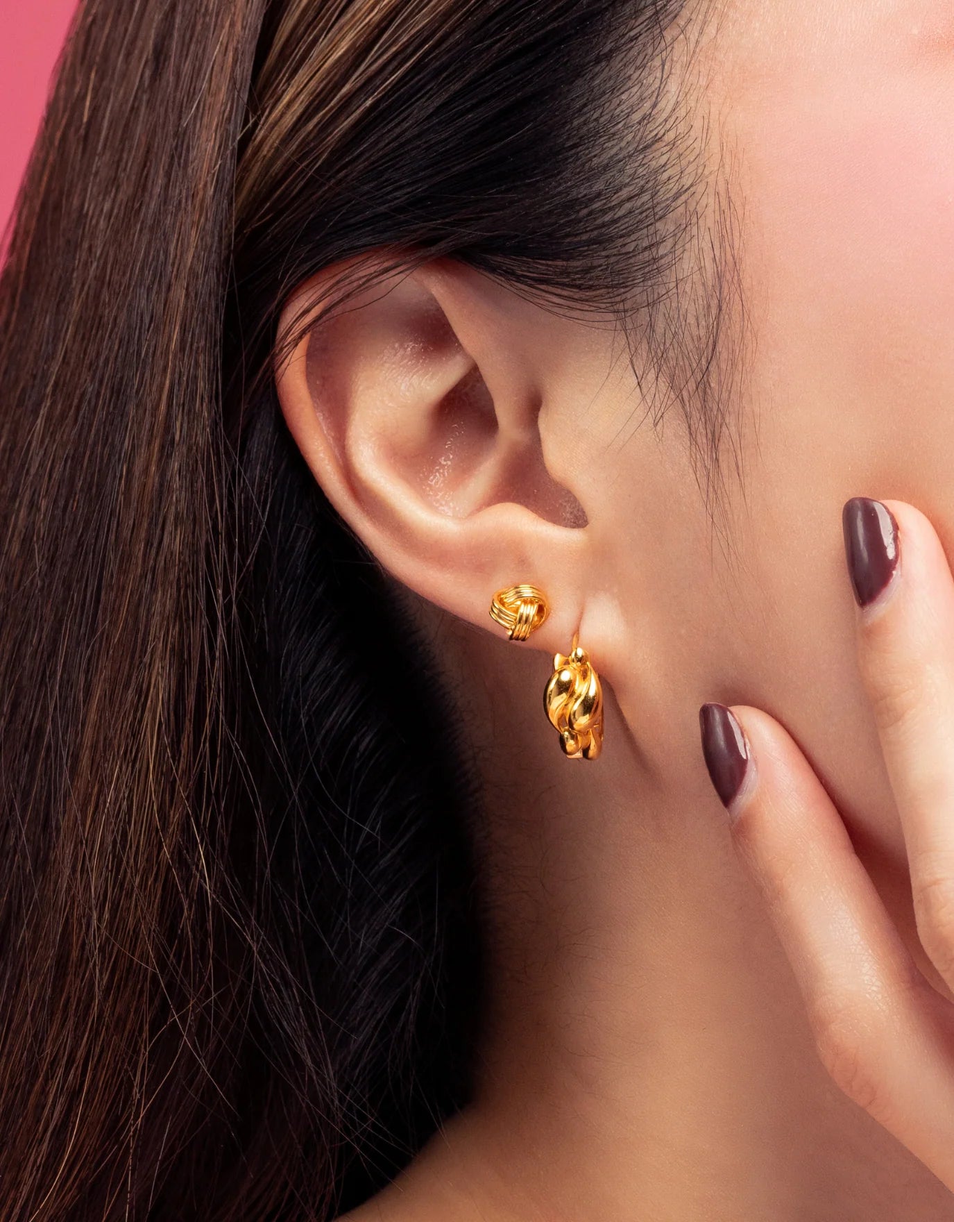 LVC MOD22 Triple Twirl Gold Earrings