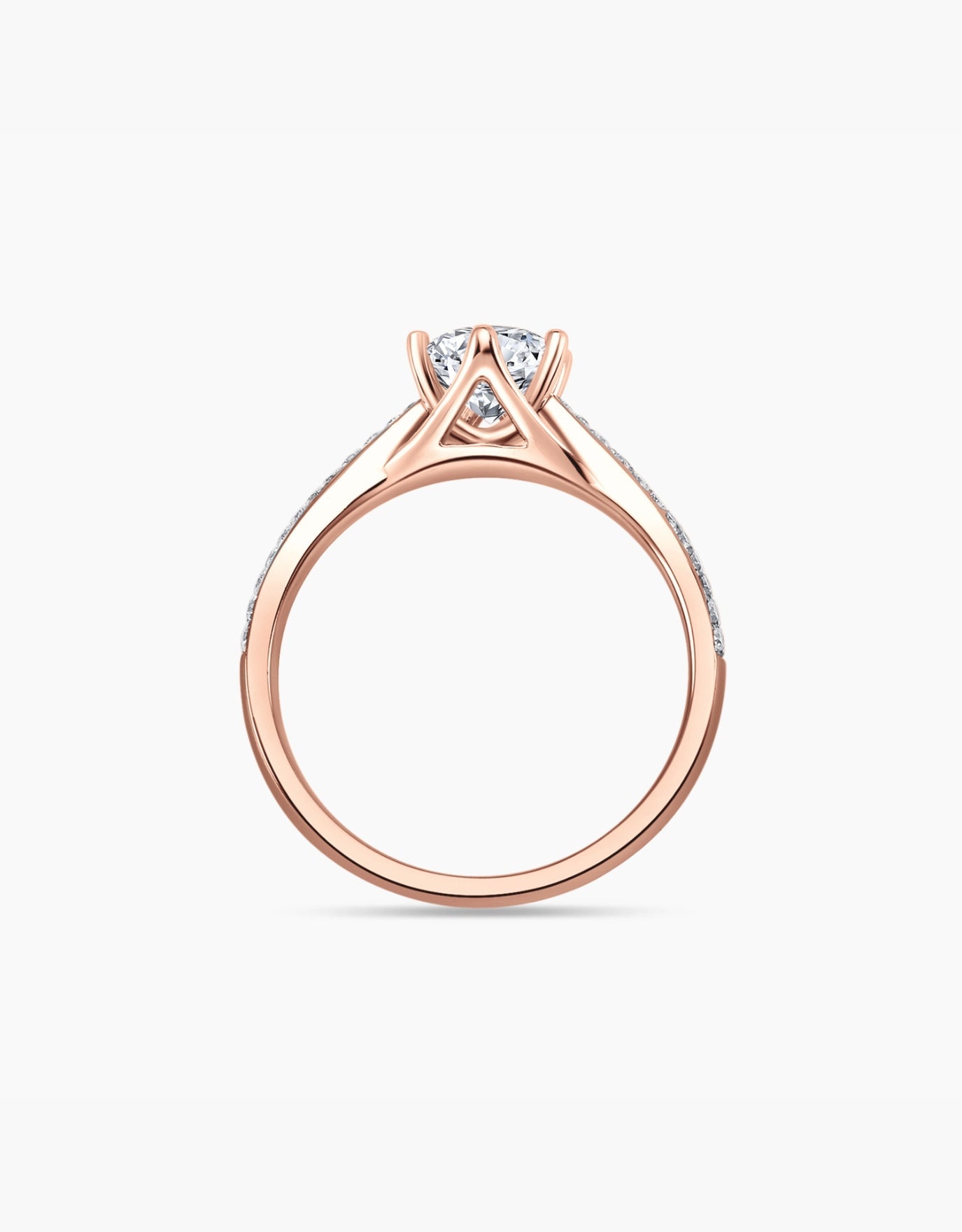 LVC lab grown diamond ring in rose gold with no cathedral setting and 6 prongs