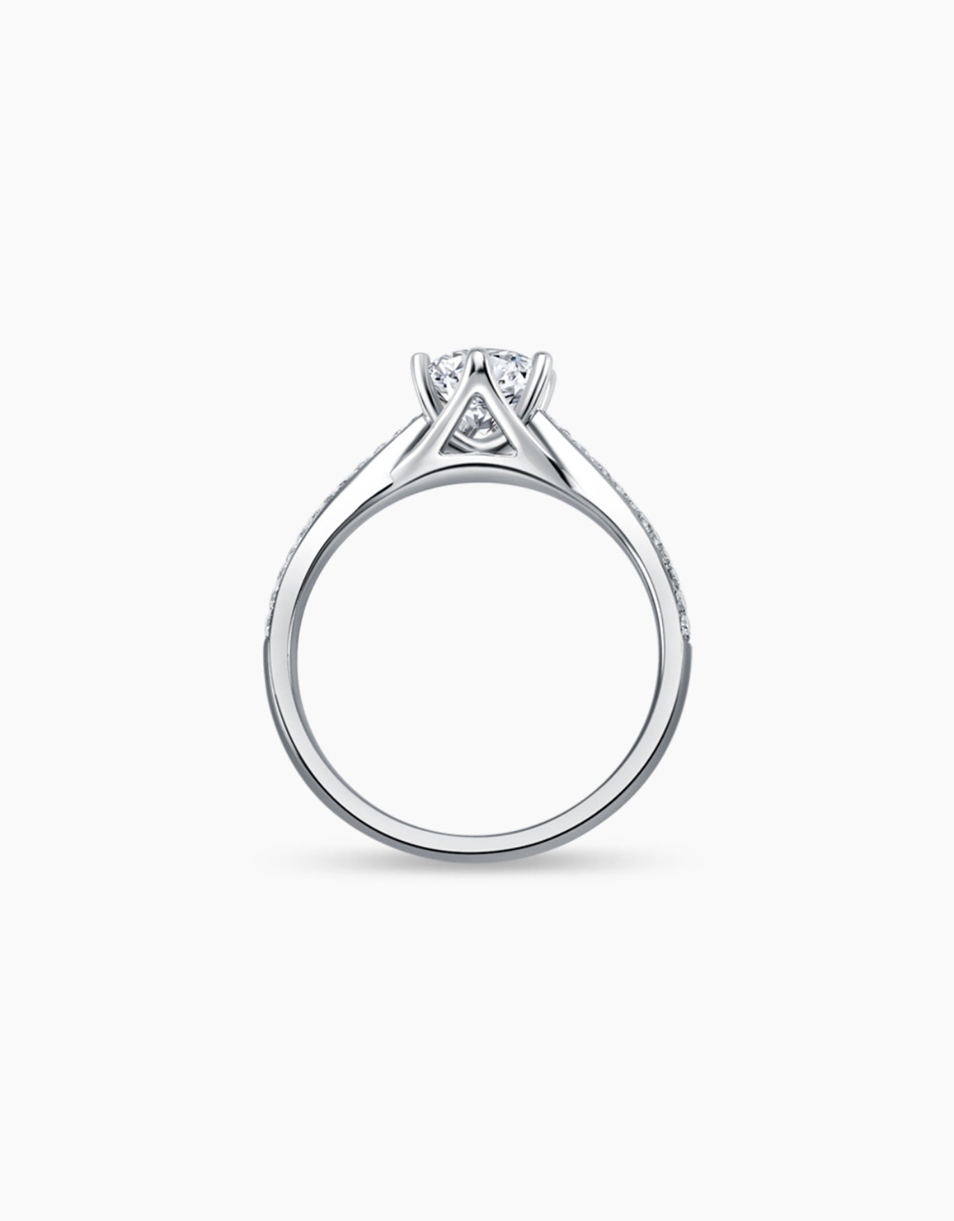 LVC lab grown diamond ring in white gold with no cathedral setting and 6 prongs