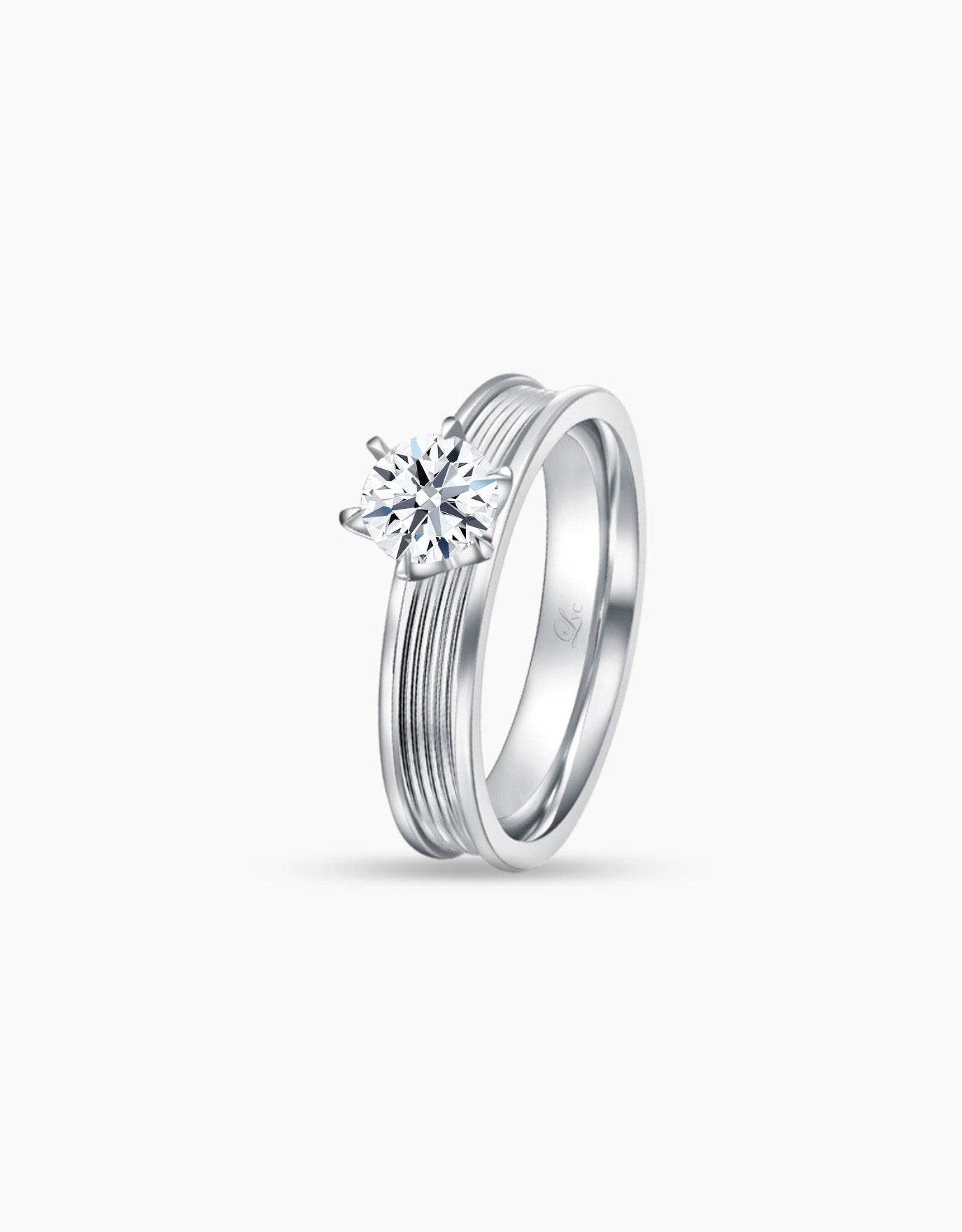 LVC lab grown diamond ring with 6 prongs in white gold seen in a different angle