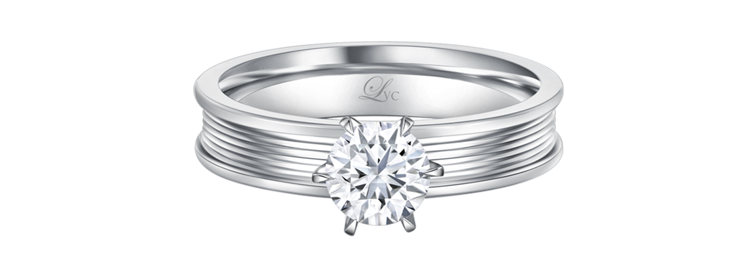 LVC a close up of the lab grown diamond ring in white gold with a modern design with 6 prongs