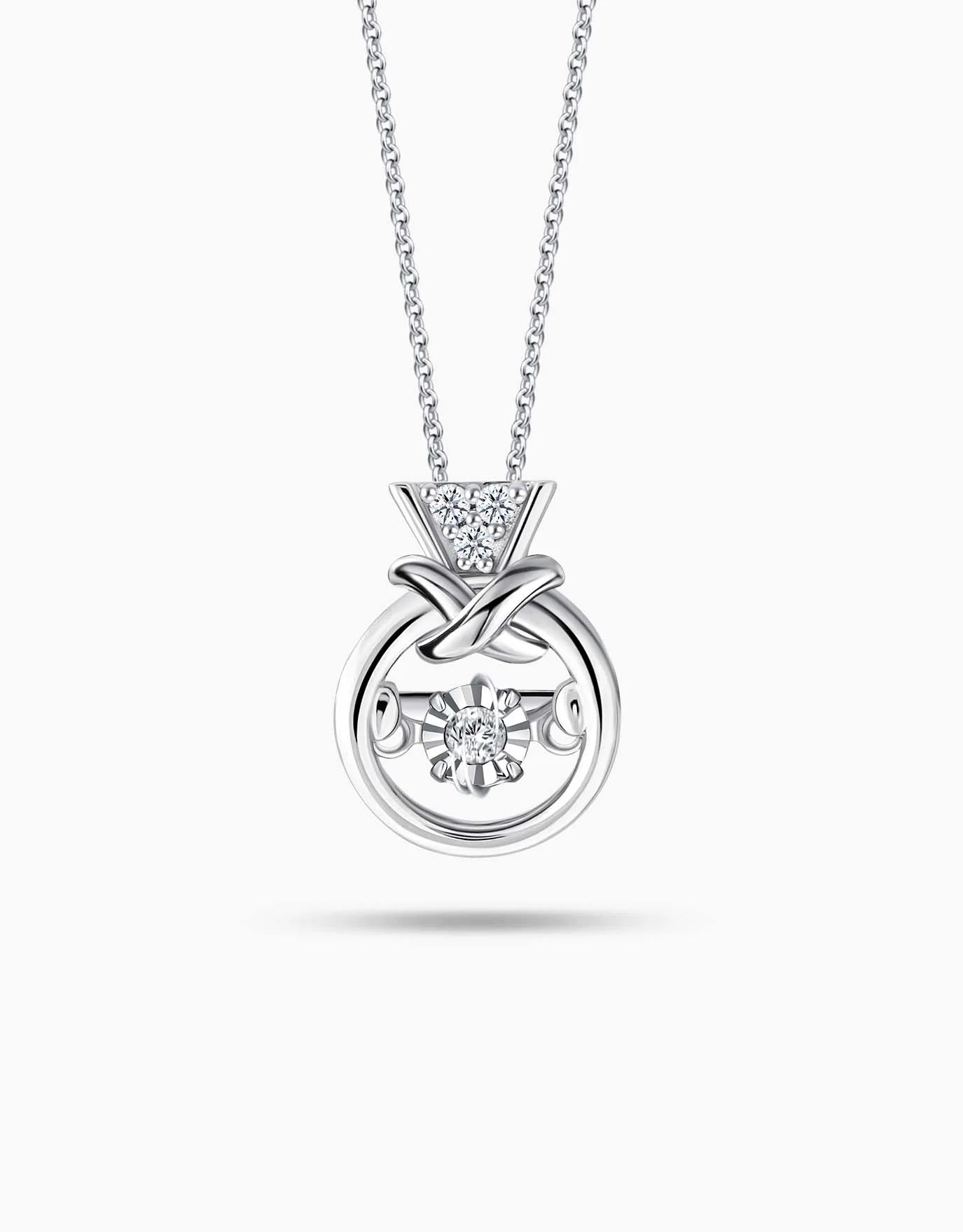 LVC Charmes Crossover Mini Ring Diamond Pendant