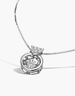 LVC diamond necklace in white gold with a mini ring pendant and a circling diamond in the middle