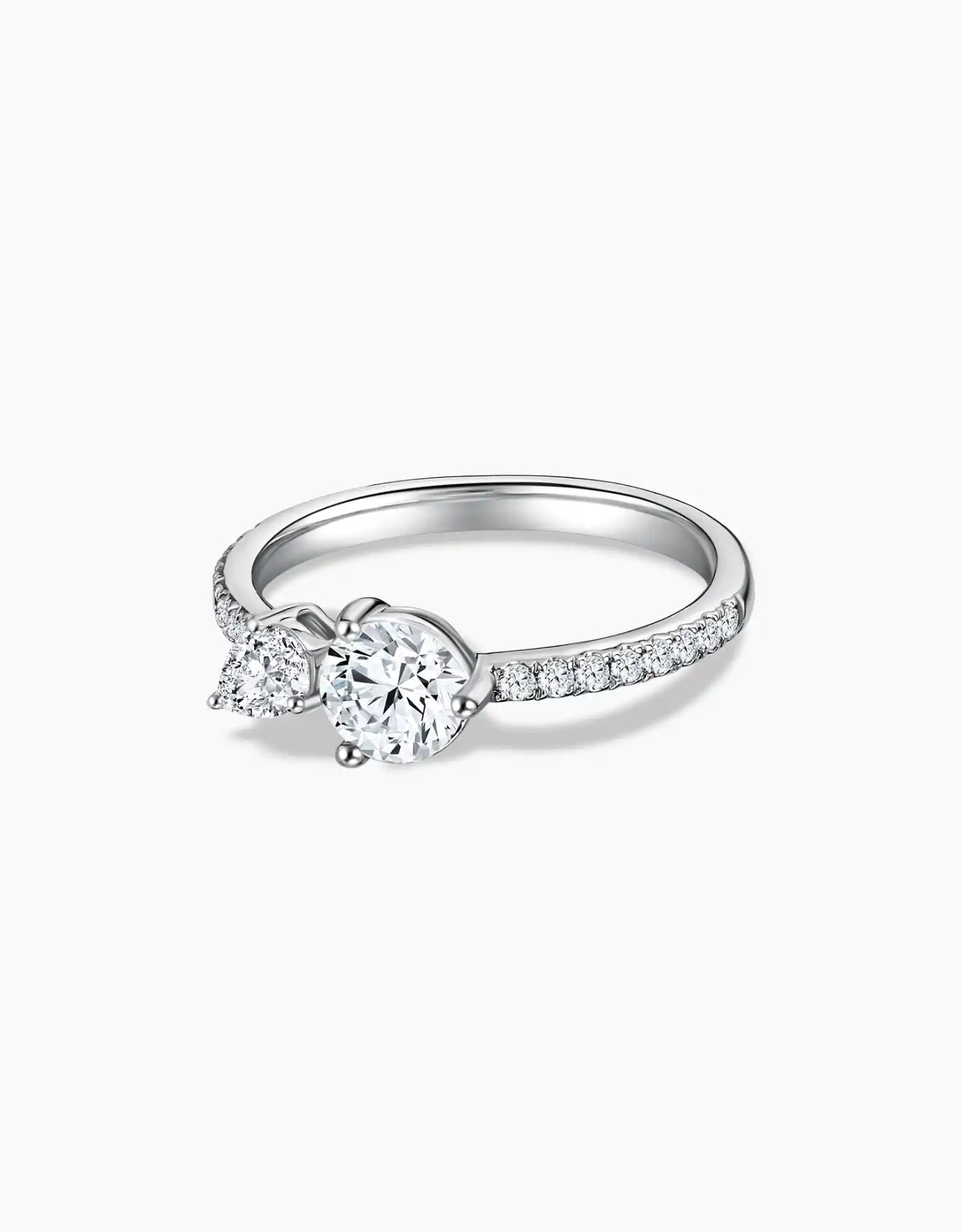 LVC lab grown diamond ring in white gold with smaller stones surrounding the band