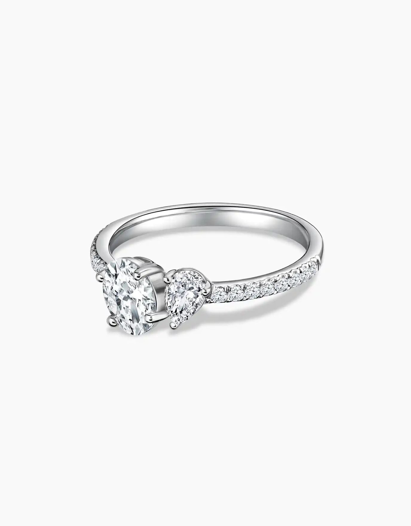 LVC lab grown diamond ring with two center diamonds in white gold