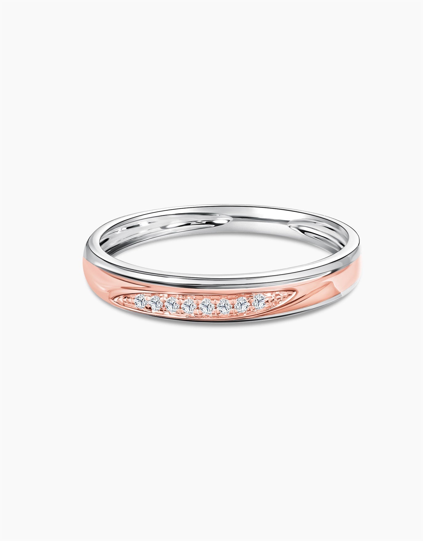 LVC Tresor Brilliant Diamonds Wedding Band in White Gold with Rose Gold Band