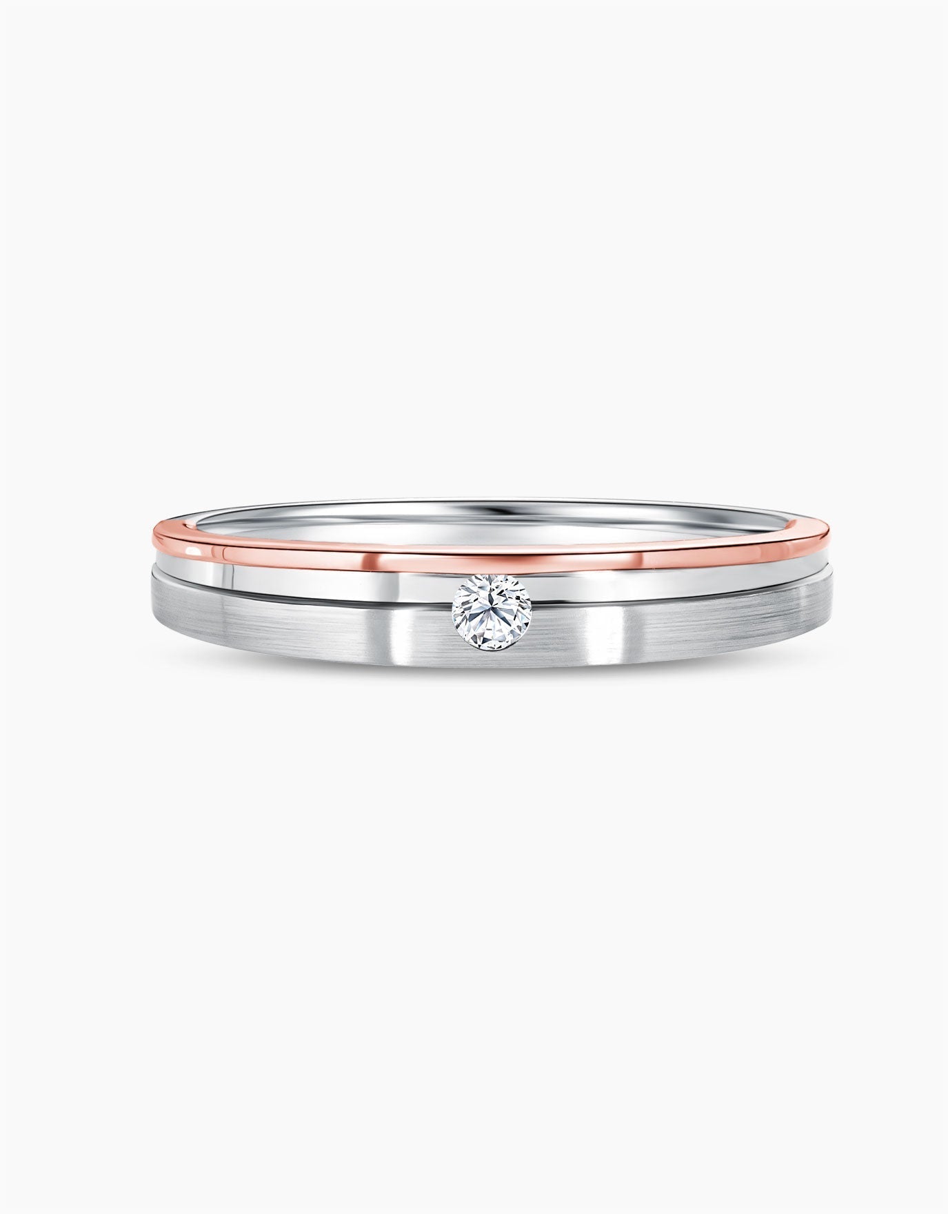 LVC mens diamond ring in 14k white gold and rose gold with a diamond