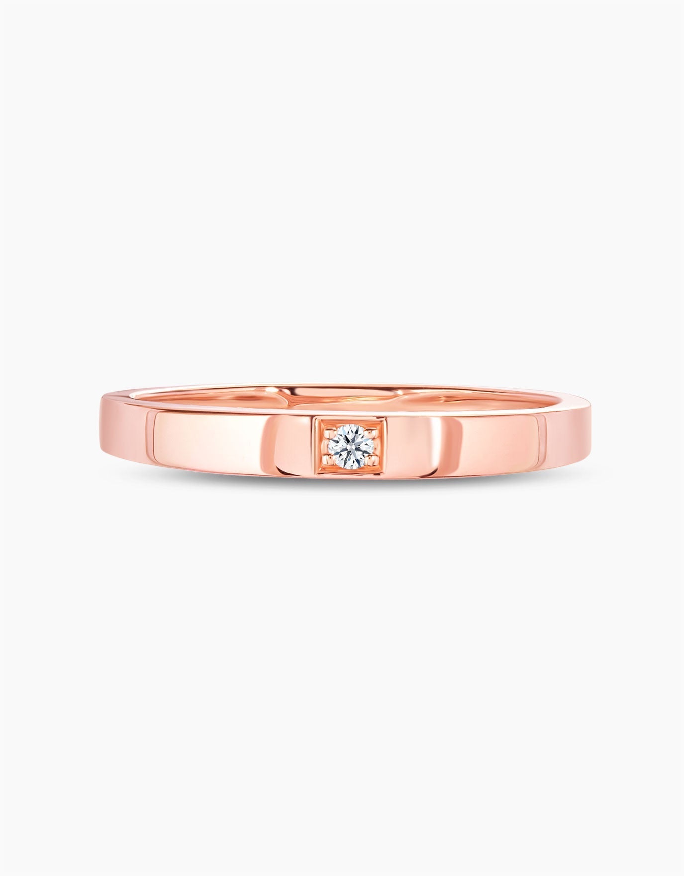 LVC mens diamond ring in 14k rose gold encrusted with a single diamond