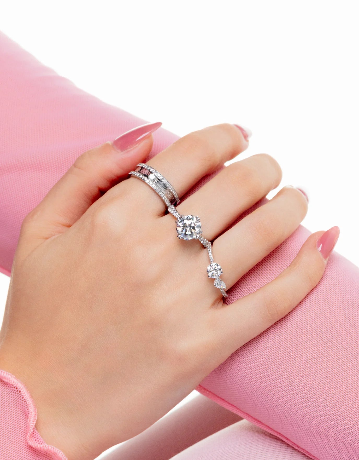 LVC Promise Eternity Wedding Band with a Center Solitaire Diamond