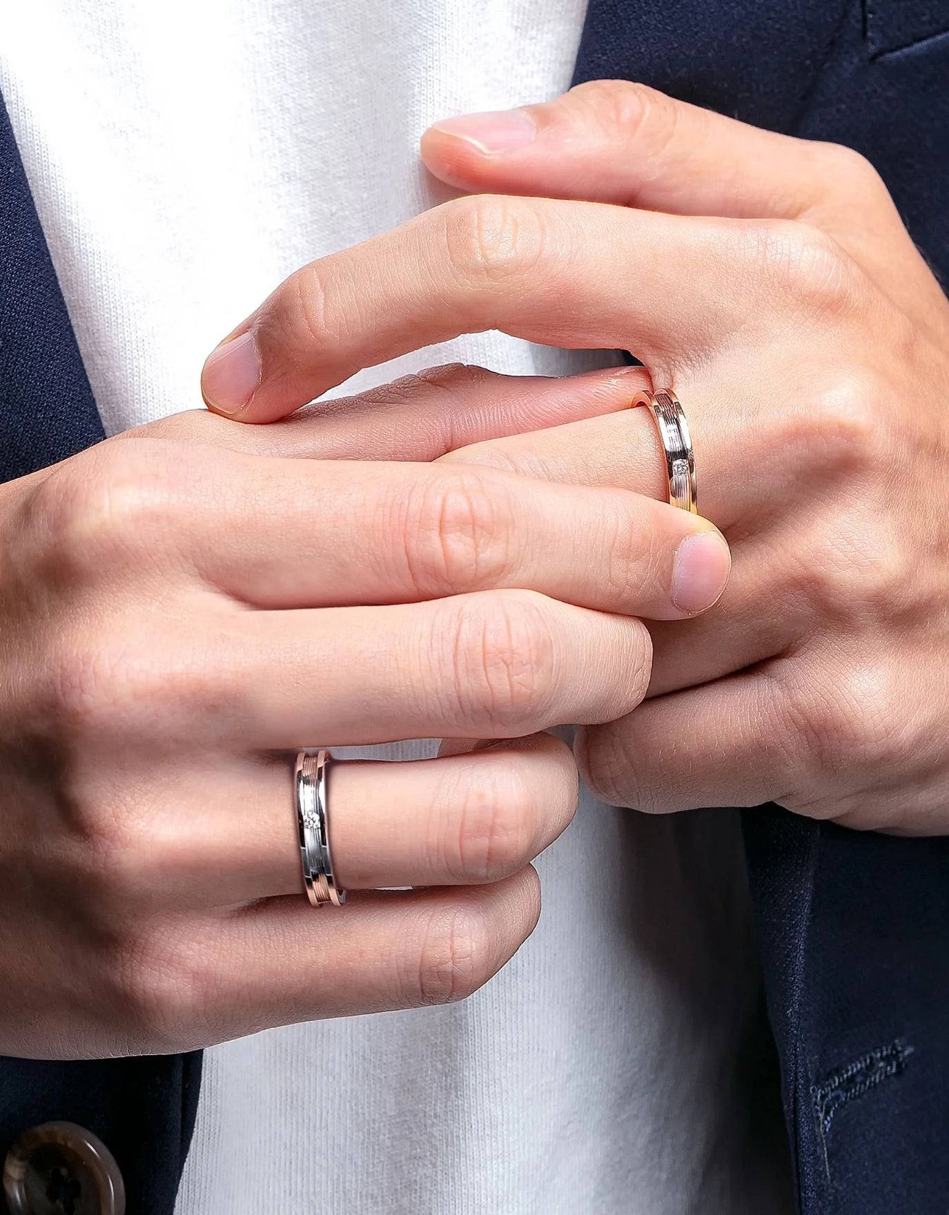 LVC Promise One Wedding Band with Center Diamond Solitaire