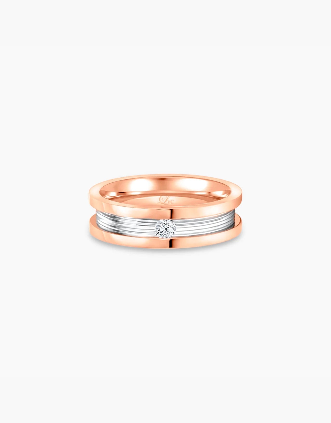 LVC Promise One Wedding Band with Center Diamond Solitaire