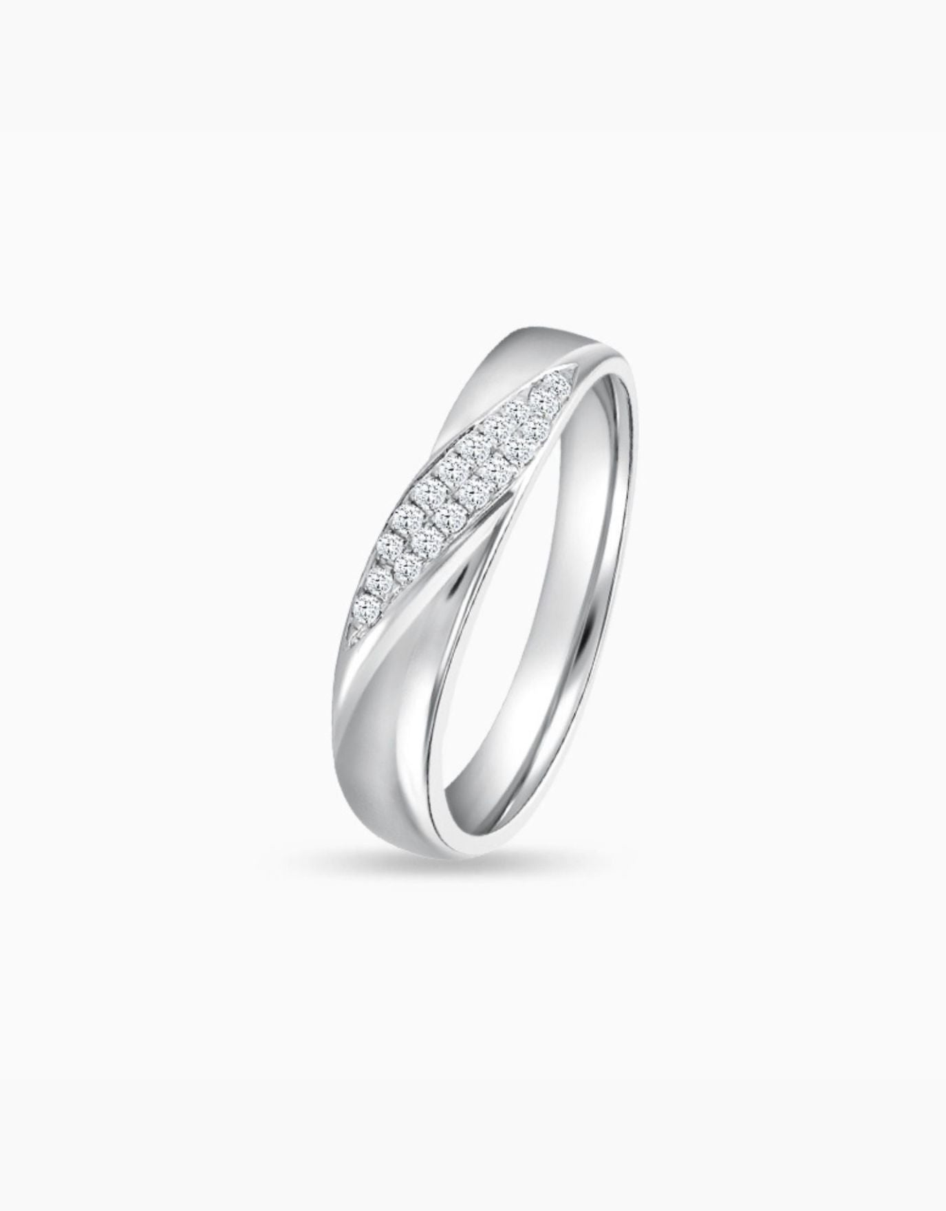 LVC wedding ring in platinum with two rows of diamonds seen in another angle