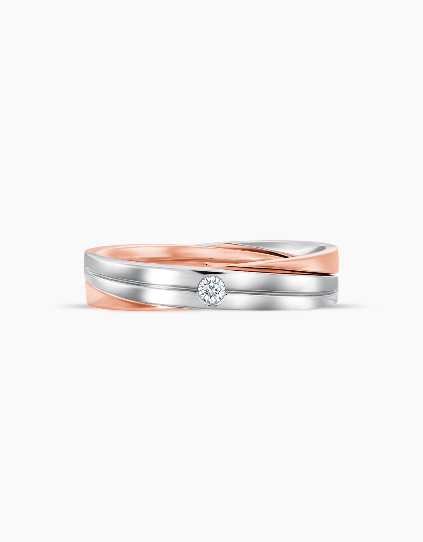 LVC mens diamond ring designed to look elegant and modern in white gold and rose gold