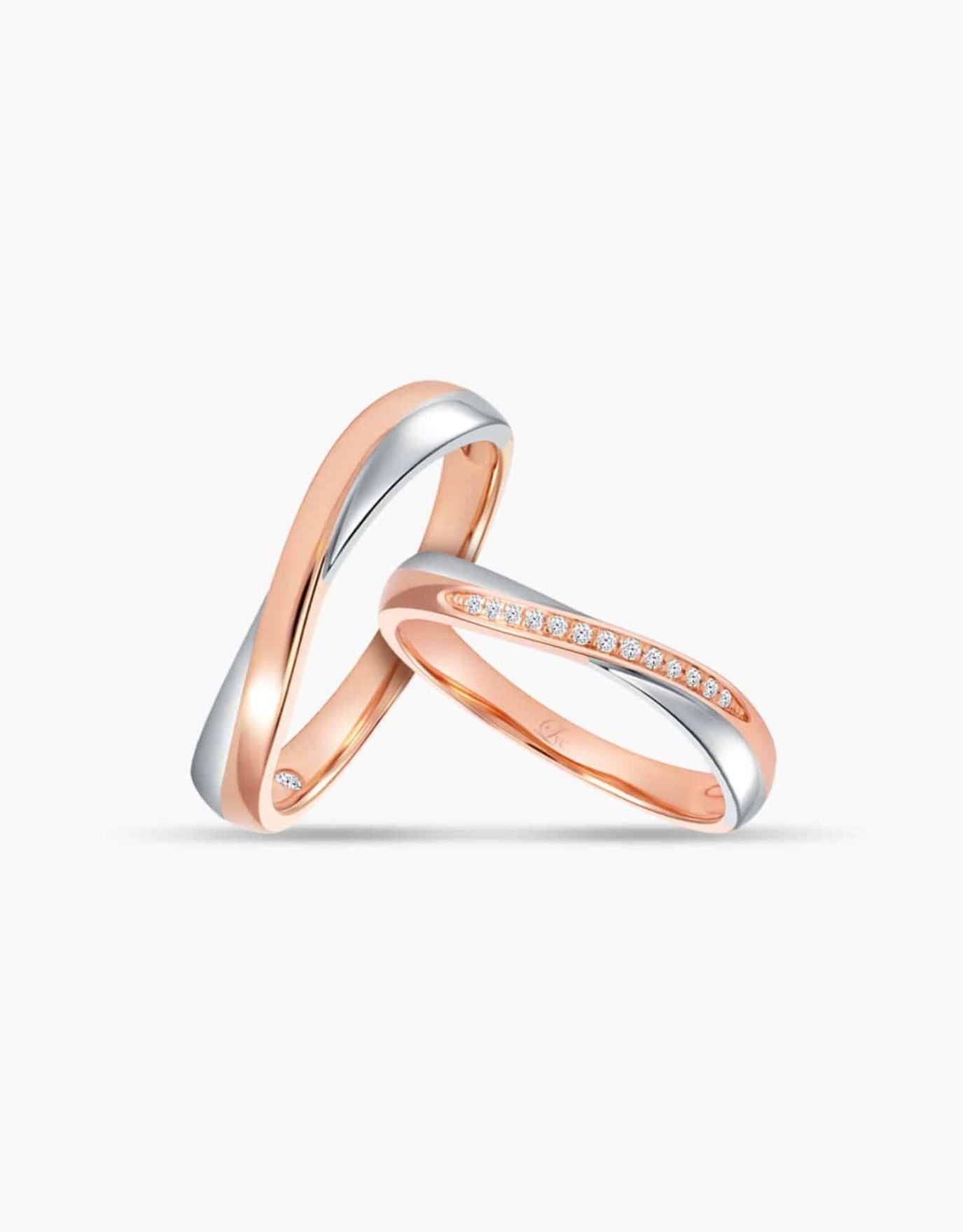 LVC mens diamond ring for couple in both white and rose gold with diamonds