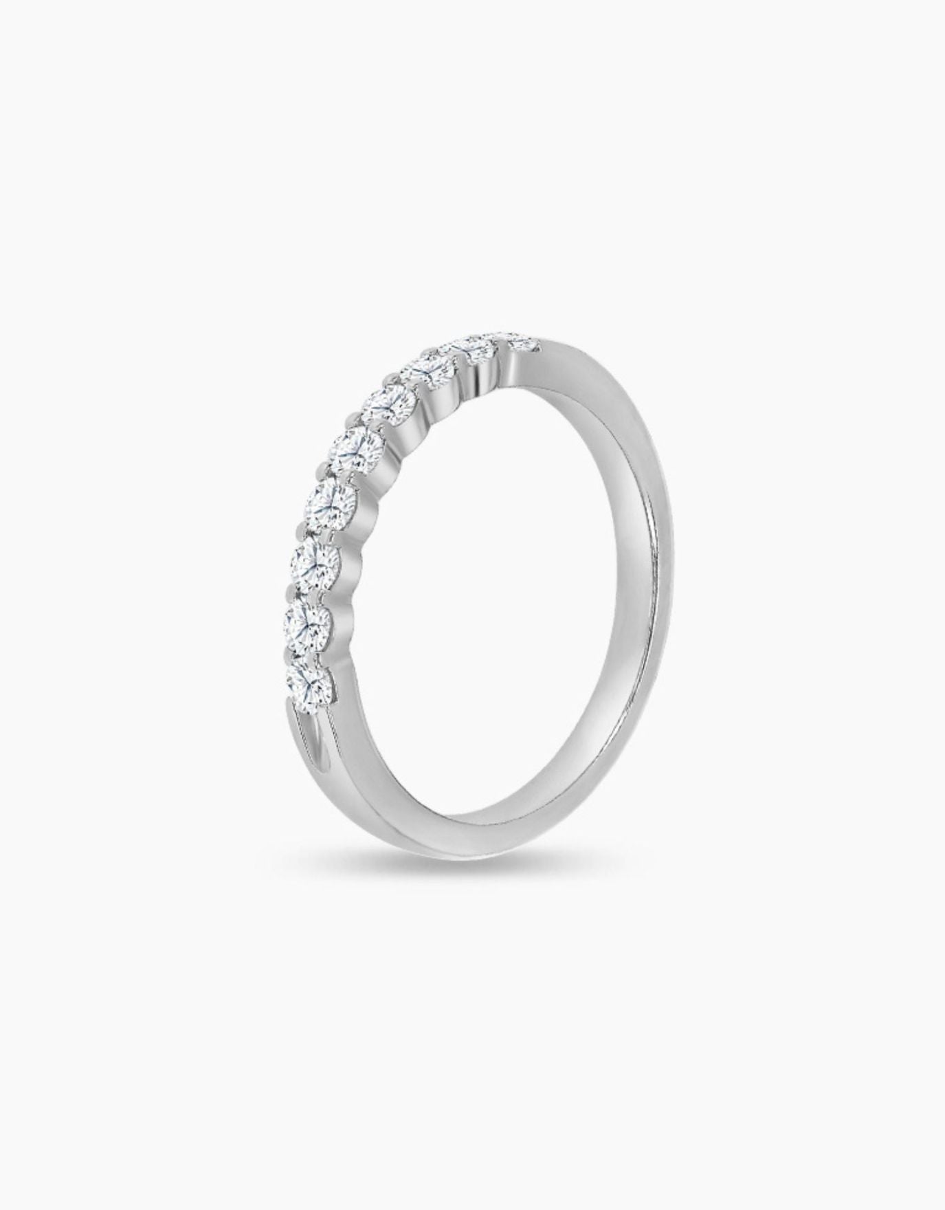 LVC wedding ring seen in a different angle with a half eternity ring design in white gold and lab grown diamonds