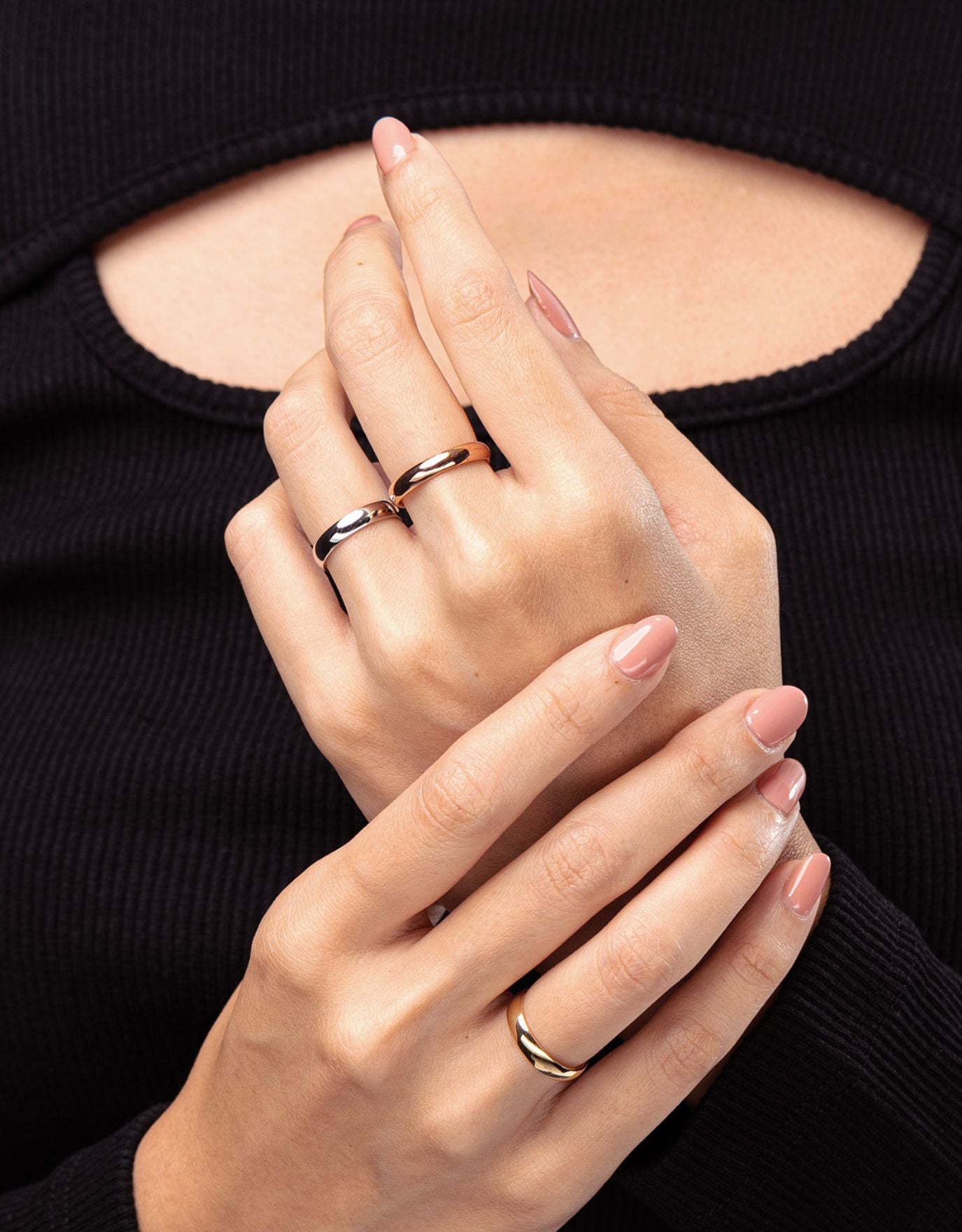 LVC men wedding band in white , rose and yellow gold crafted with a polished look for the elegant and modern look worn on fingers