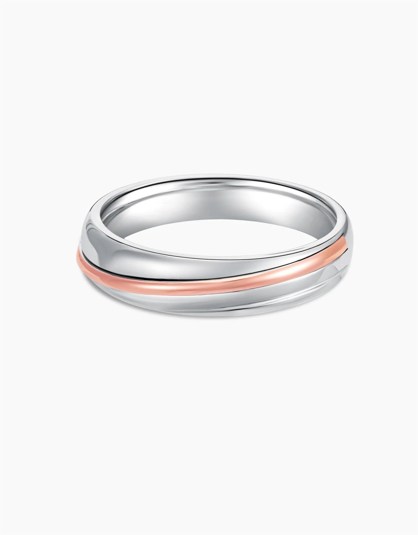 LVC Desirio Eternal Stripe Wedding Band in White and Rose Gold