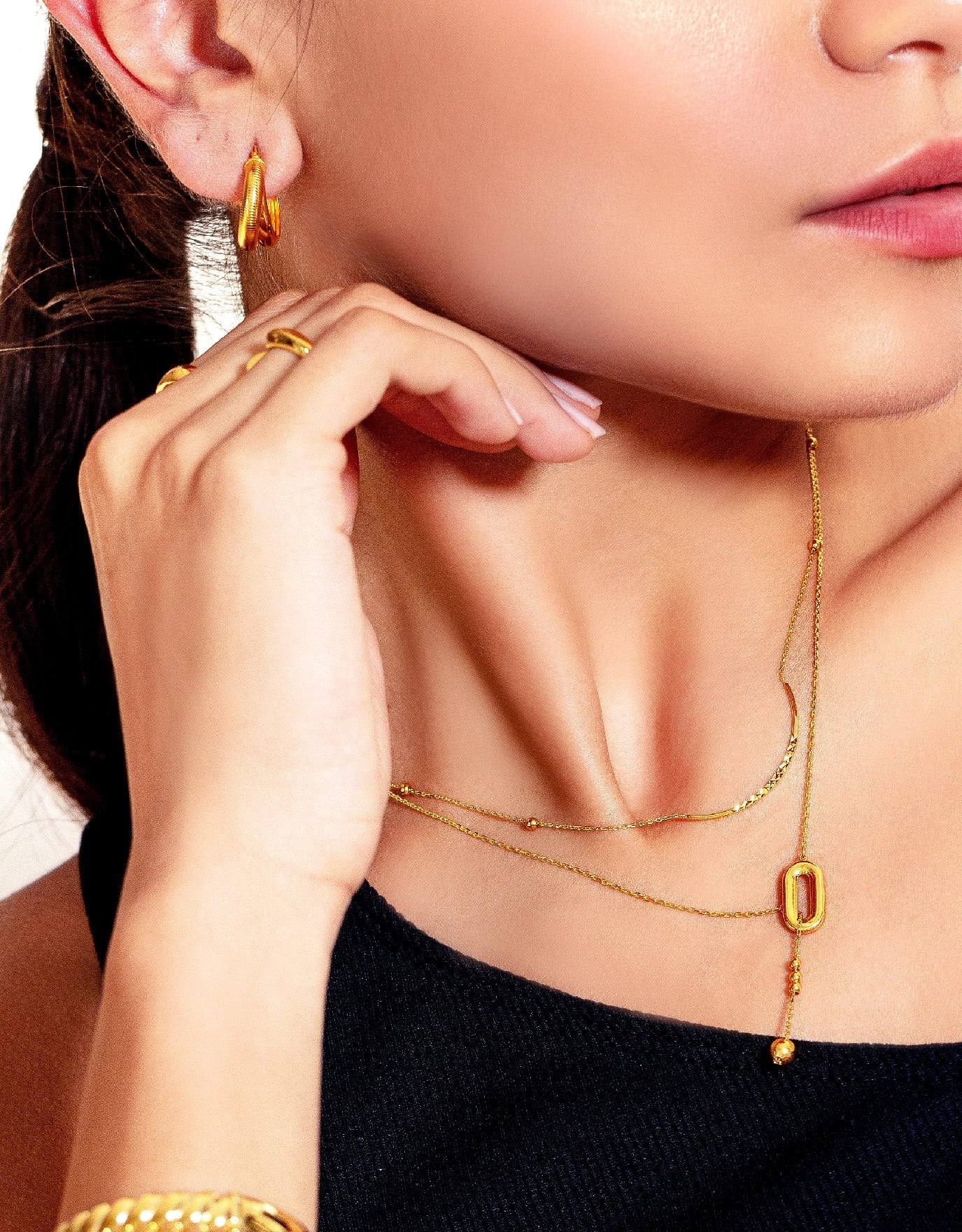 LVC MOD22 Duo Arquer Gold Hoop Earrings