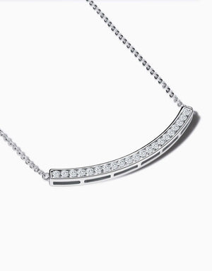 LVC necklace in white gold lined with a modern curve of two brilliant diamonds
