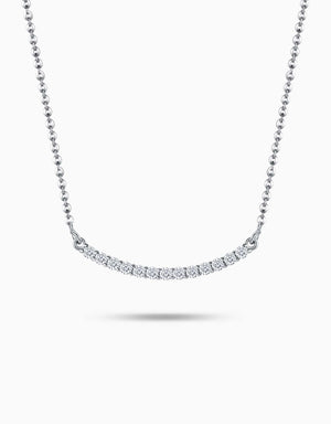 LVC necklace in white gold lined with a delicate curve of brilliant diamonds