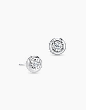 LVC diamond earrings stud diamonds in white gold with a diamond at the center