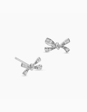 LVC diamond earrings with a cute bow design in white gold