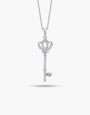 LVC necklace in white gold with a crown encrusted with diamonds pendant