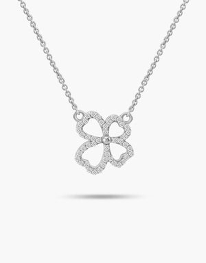 LVC Diamond Necklace in white gold with a pendant designed in the shape of a four-leaf clover