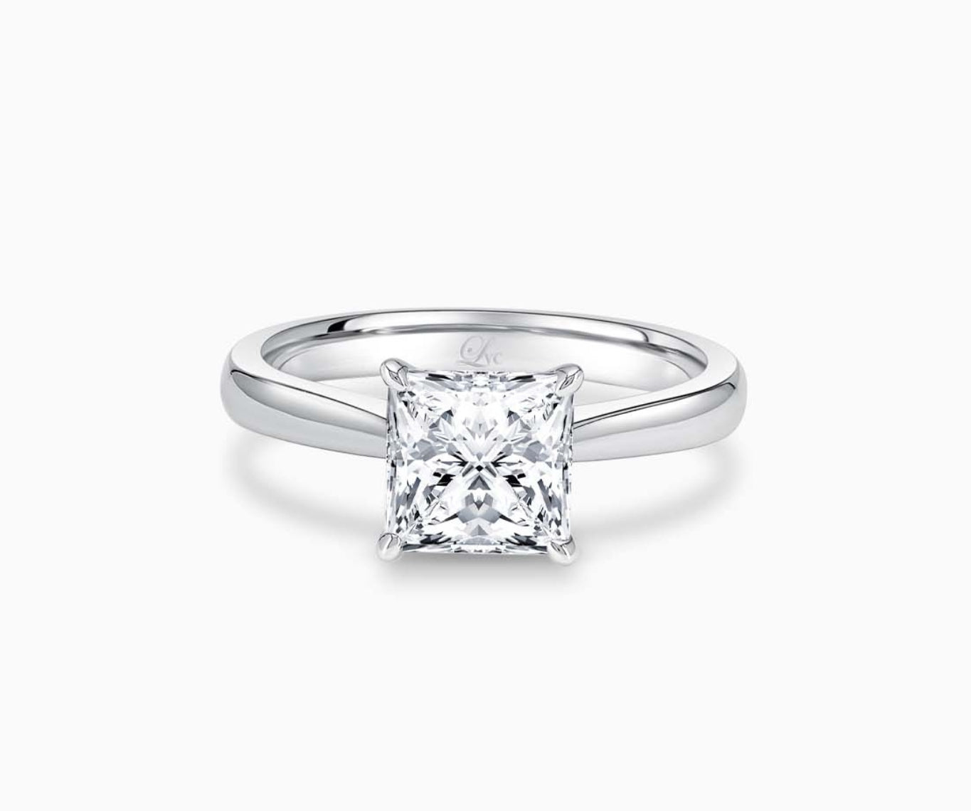 LVC solitaire ring tapered band style that narrows the width towards the mount, accentuates the beauty of the centre stone