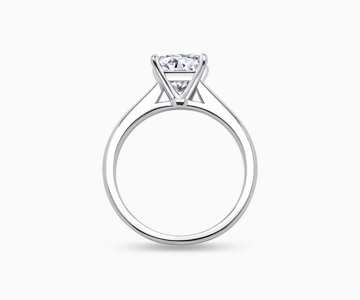 LVC solitaire ring tapered band style that narrows the width towards the mount, accentuates the beauty of the centre stone seen from another angle
