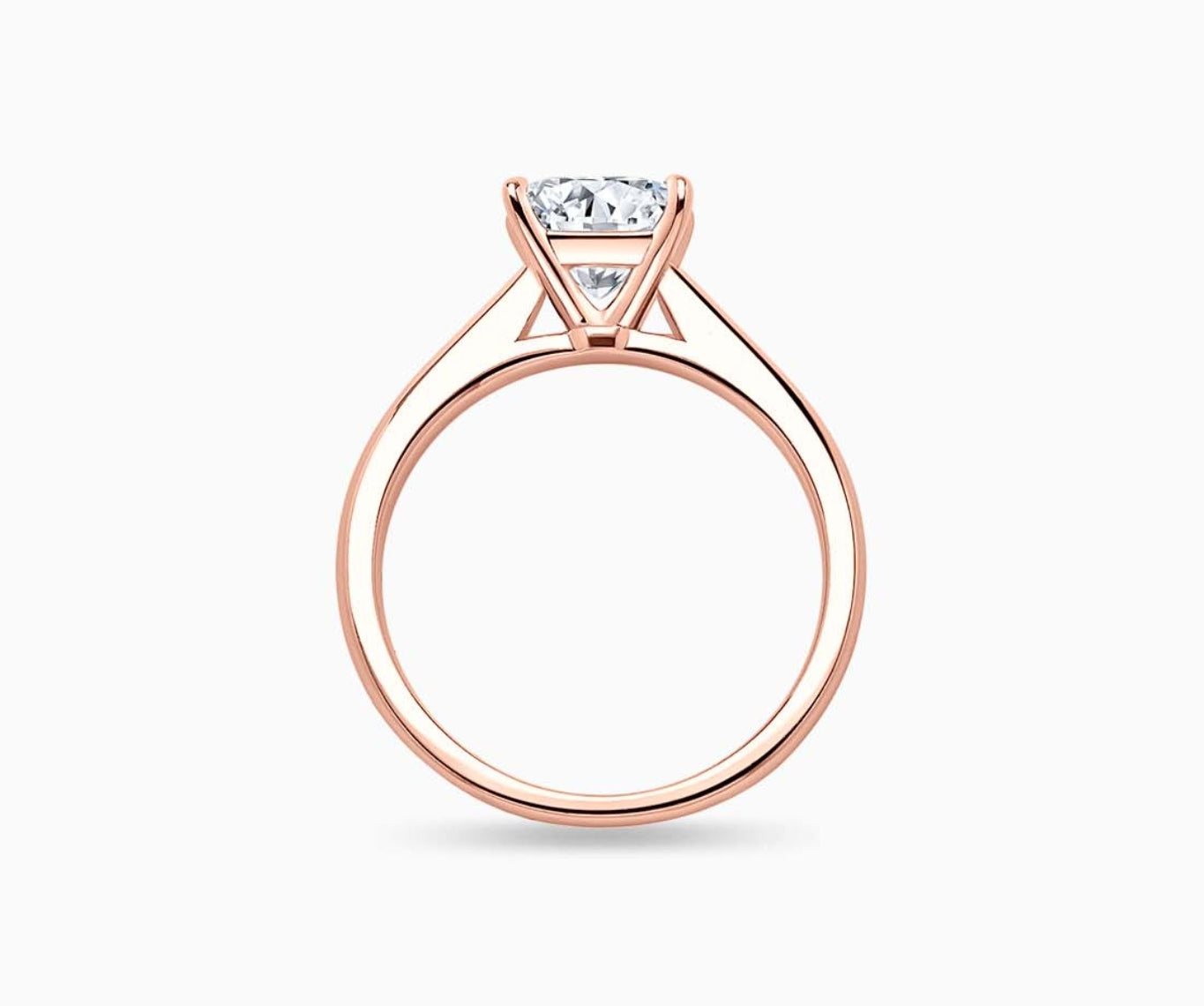 LVC solitaire ring with classic straight band style, made for your everyday sparkle in rose gold seen from different angle