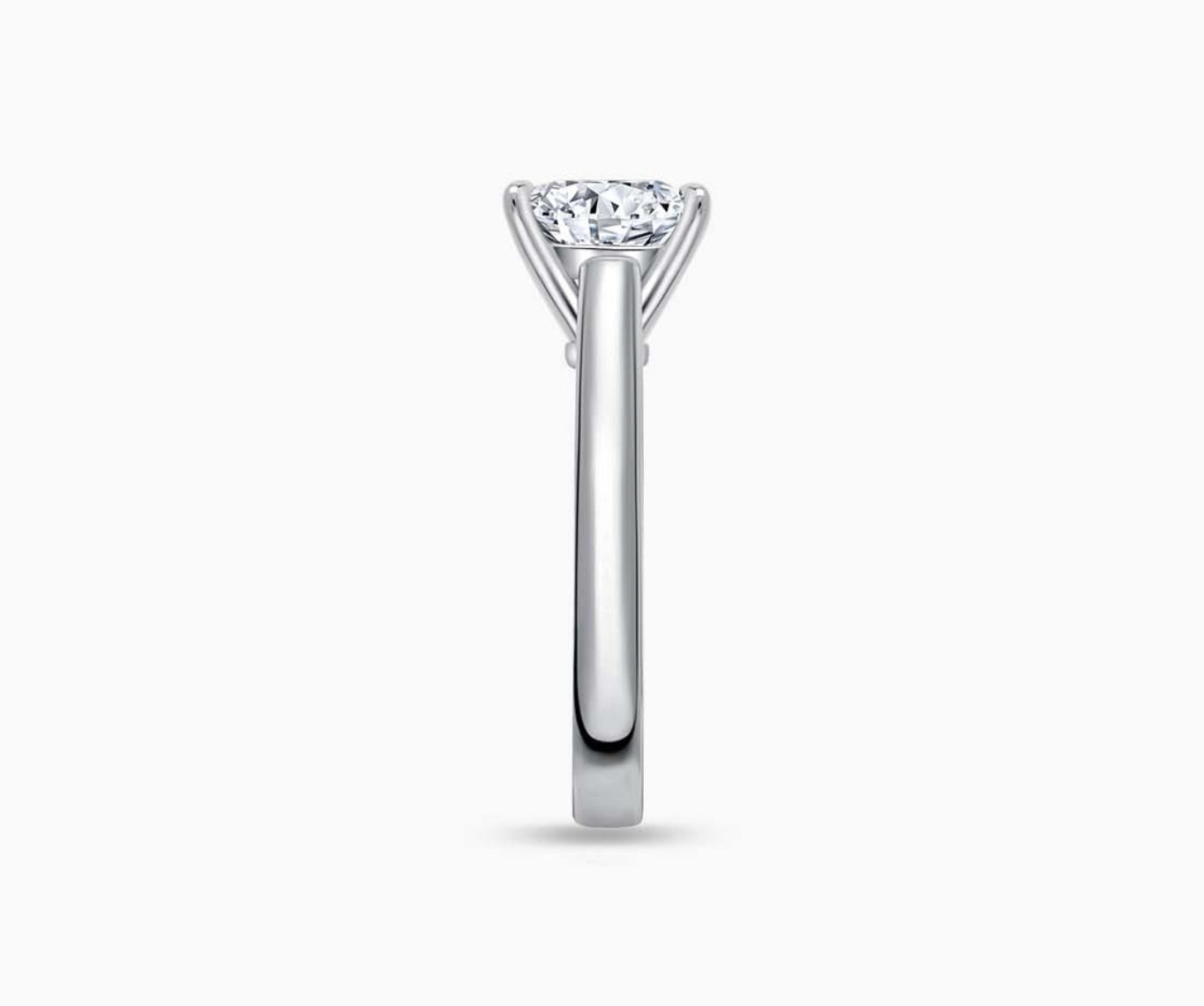 LVC solitaire ring with classic straight band made for your everyday sparkle seen from side angle