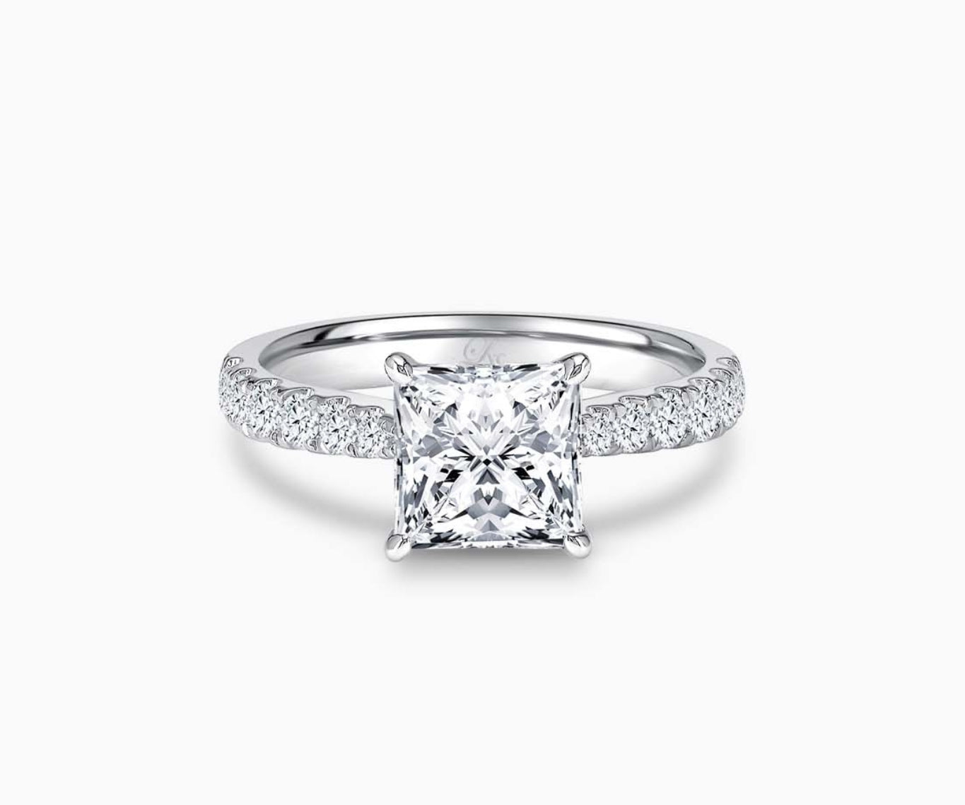 LVC solitaire ring tapered band lined with side diamonds, that narrows the width towards the mount, accentuates the beauty of the centre stone