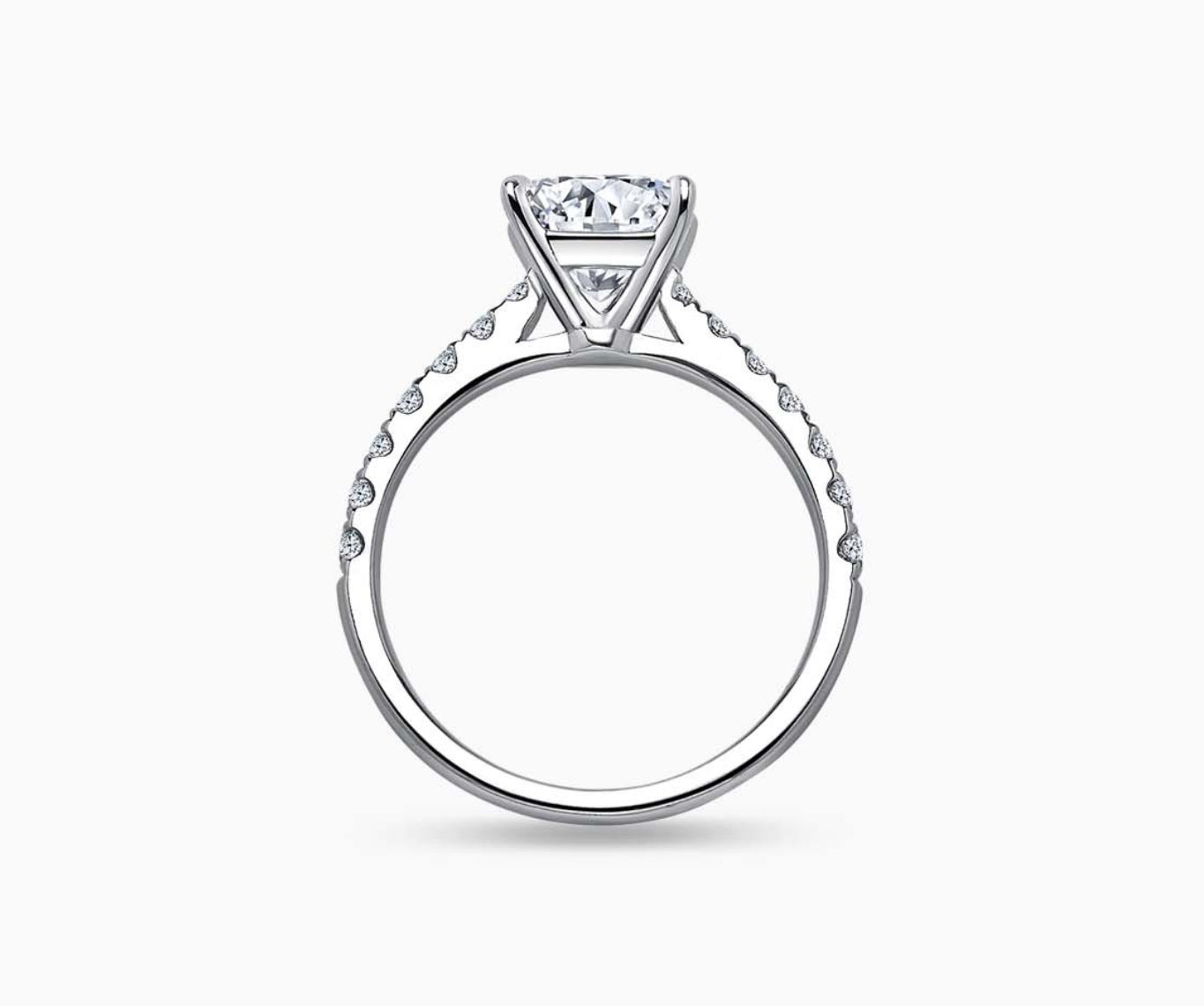 LVC solitaire ring with classic straight band lined with side diamonds for your everyday sparkle seen from different angle