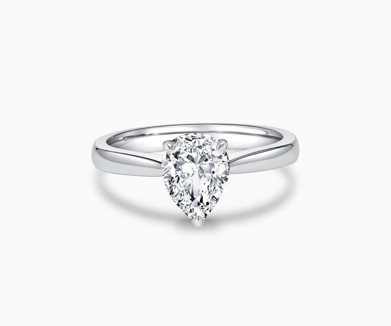 LVC solitaire ring with tapered band style that narrows the width towards the mount, accentuates the beauty of the centre stone