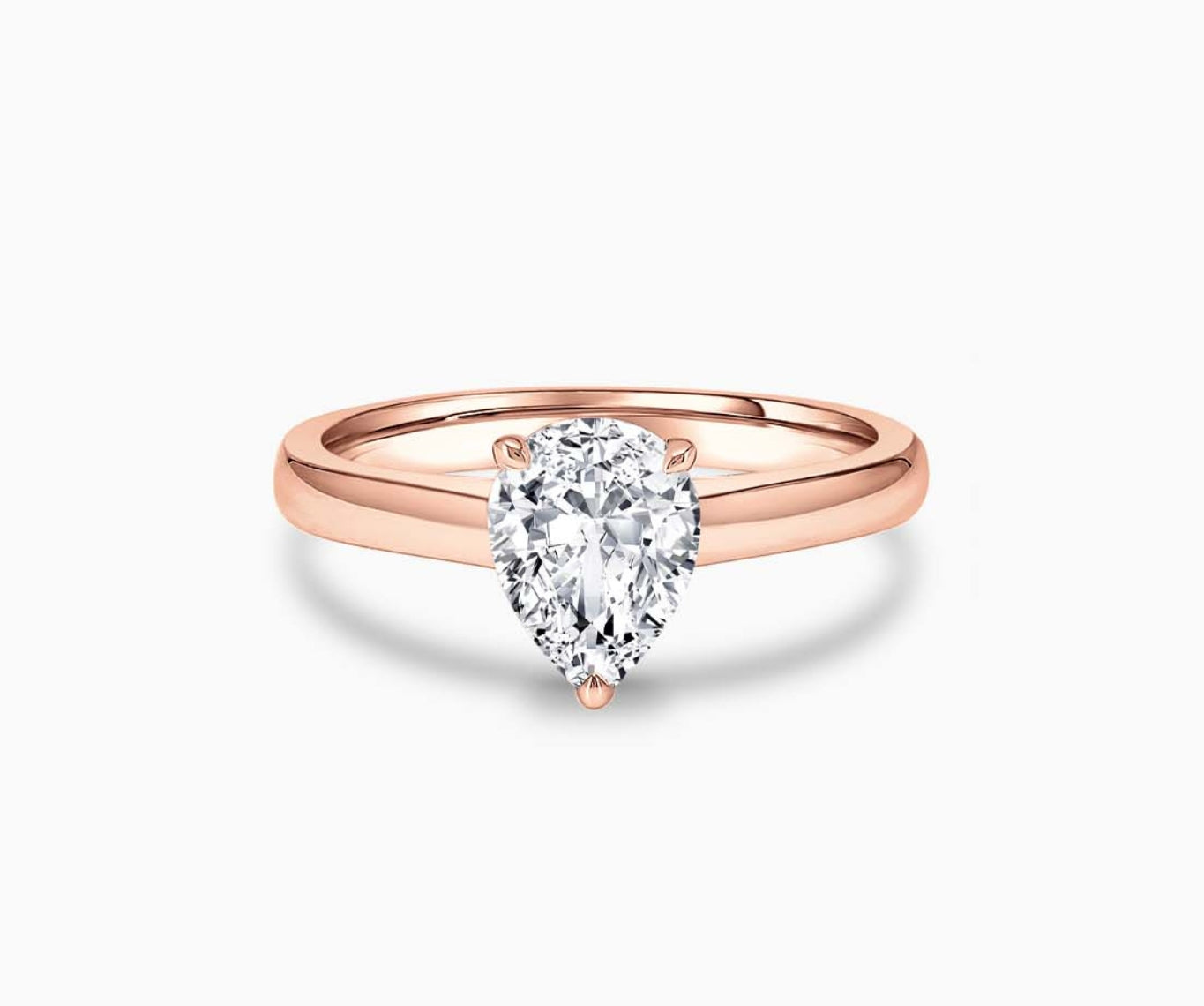 LVC solitaire ring with classic straight band and diamond in the centre made for your everyday sparkle in rose gold