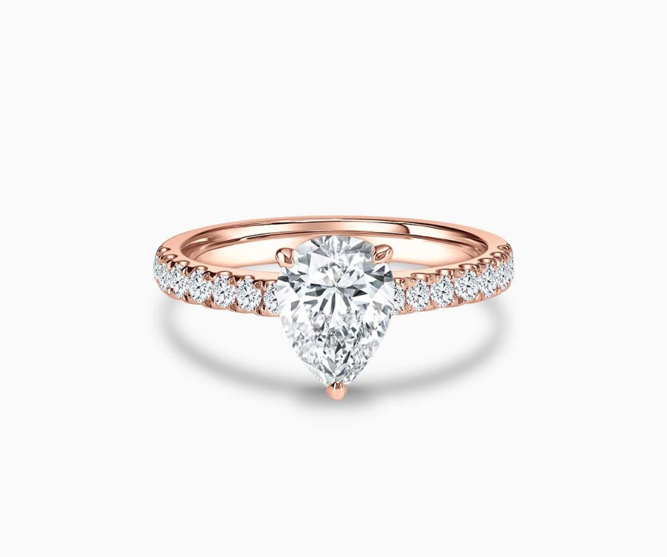 LVC solitaire ring in classic straight band lined with side diamonds for your everyday sparkle in rose gold