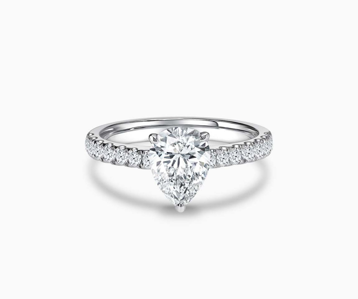 LVC solitaire ring with classic straight pave band lined with side diamonds for your everyday sparkle