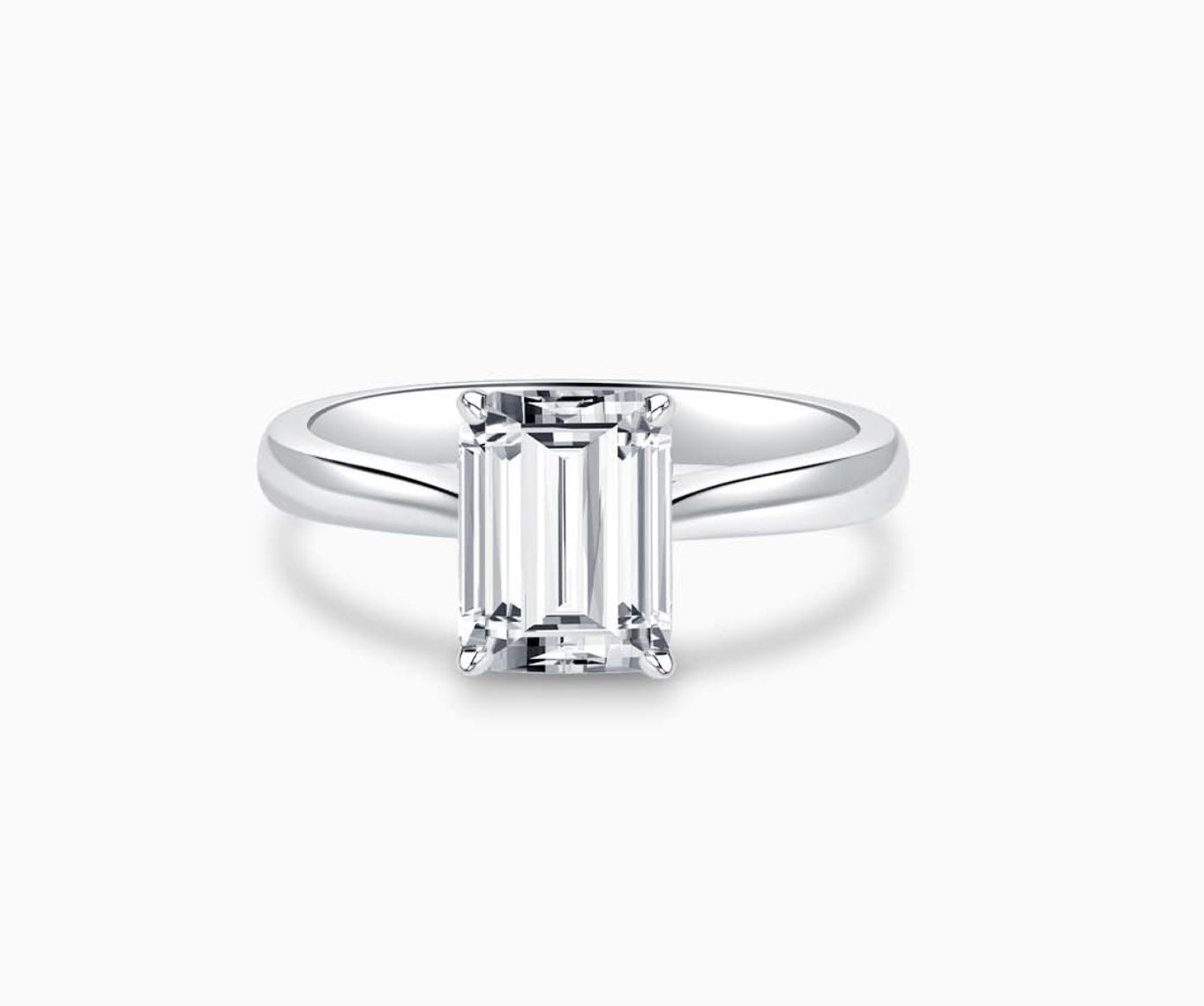 LVC solitaire ring with tapered plain band style that narrows the width towards the mount, accentuates the beauty of the centre stone