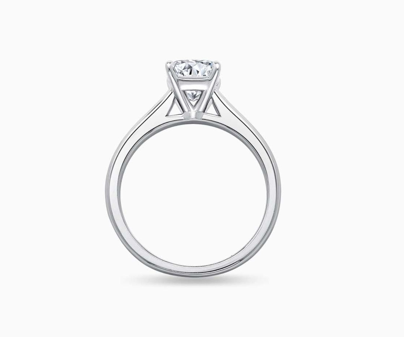 LVC solitaire ring with the classic straight plain band made for your everyday sparkle seen from different angle