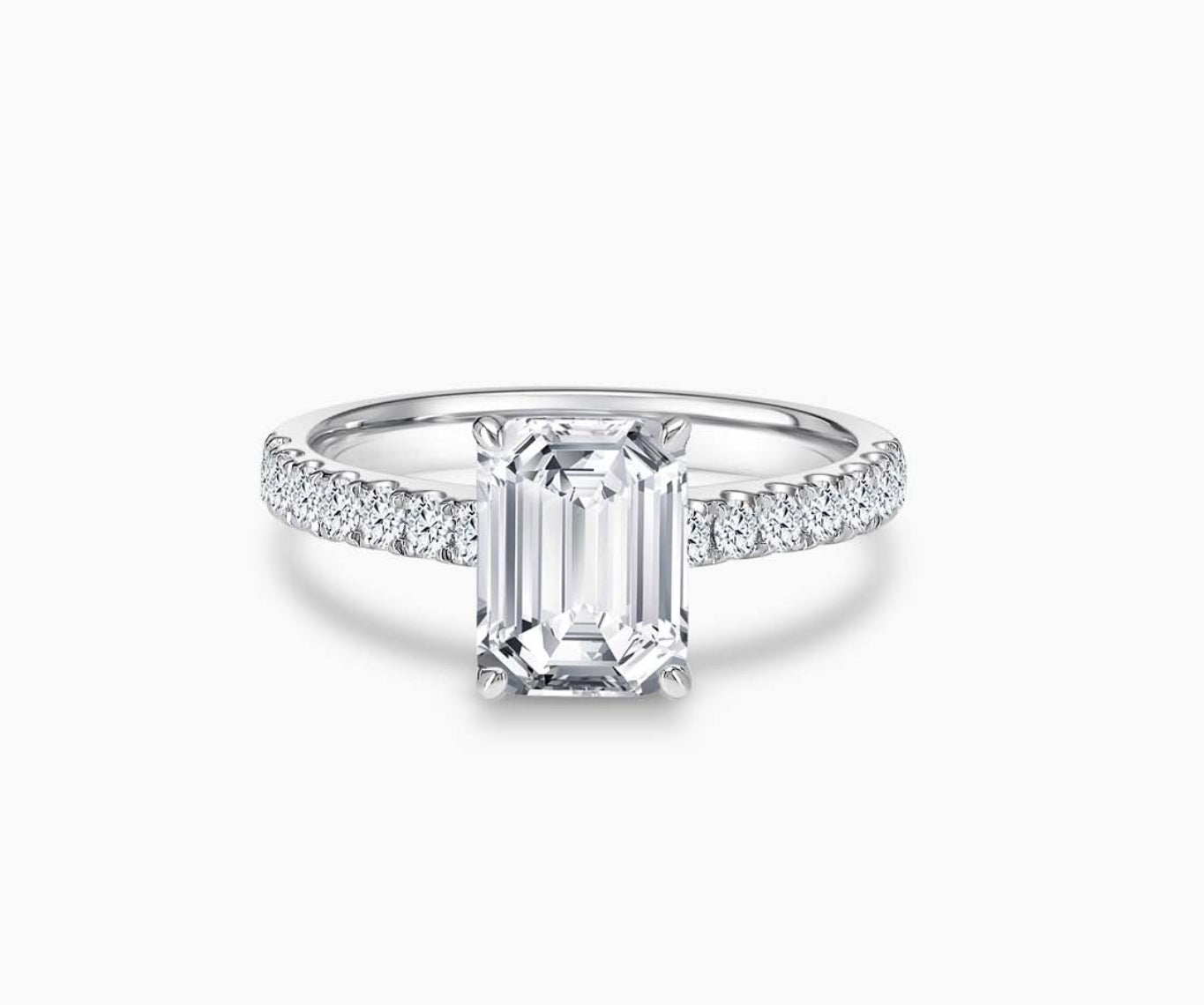 LVC solitaire ring with the classic straight pave band lined with side diamonds for your everyday sparkle